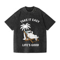 Summer Cat Vintage Wash Japanese Design T-Shirt
