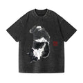 Tuxedo Cat Vintage Wash Japanese Design T-Shirt
