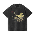 Ink Octopus Vintage Wash Japanese Design T-Shirt
