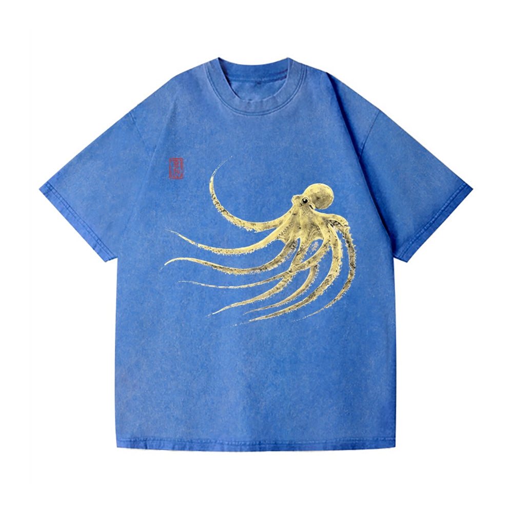 Ink Octopus Vintage Wash Japanese Design T-Shirt