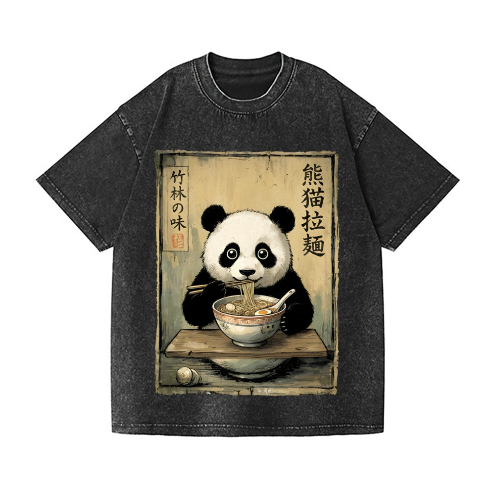 Panda Ramen Vintage Wash Japanese Design T-Shirt