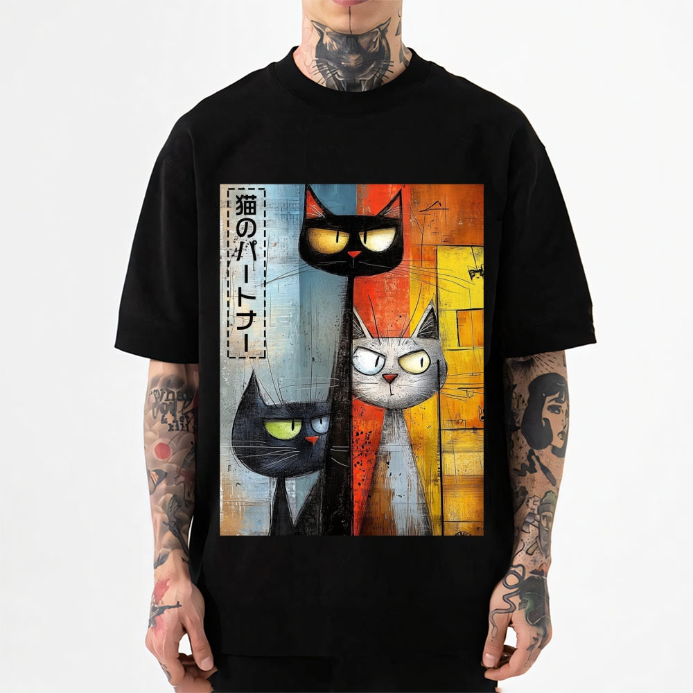 Abstract Cat Japanese Style Classic Tee