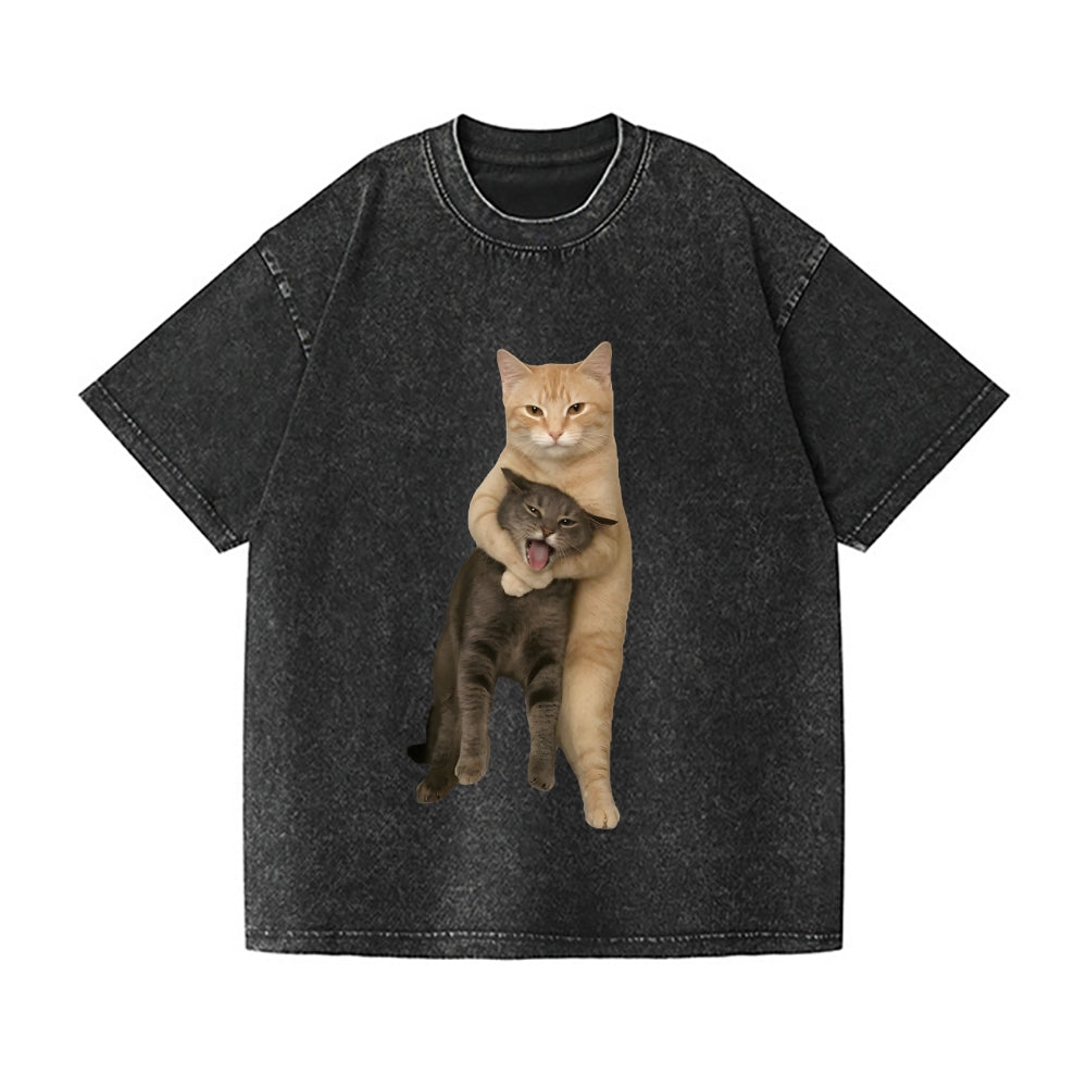 Cat Vintage Wash Japanese Design T-Shirt