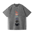 Night Drip Coffee Cat Vintage Wash Japanese Design T-Shirt