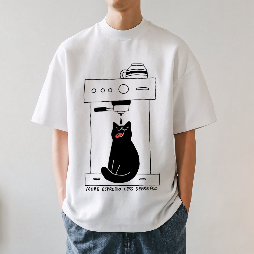 More Espresso, Less Depresso Coffee Cat Japanese Style Classic Tee