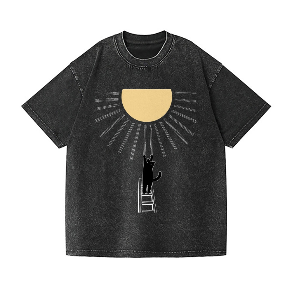 Making Sunshine Cat Vintage Wash Japanese Design T-Shirt