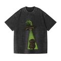 UFO Cat Vintage Wash Japanese Design T-Shirt