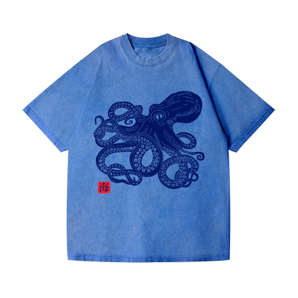 Octopus Vintage Wash Japanese Design T-Shirt