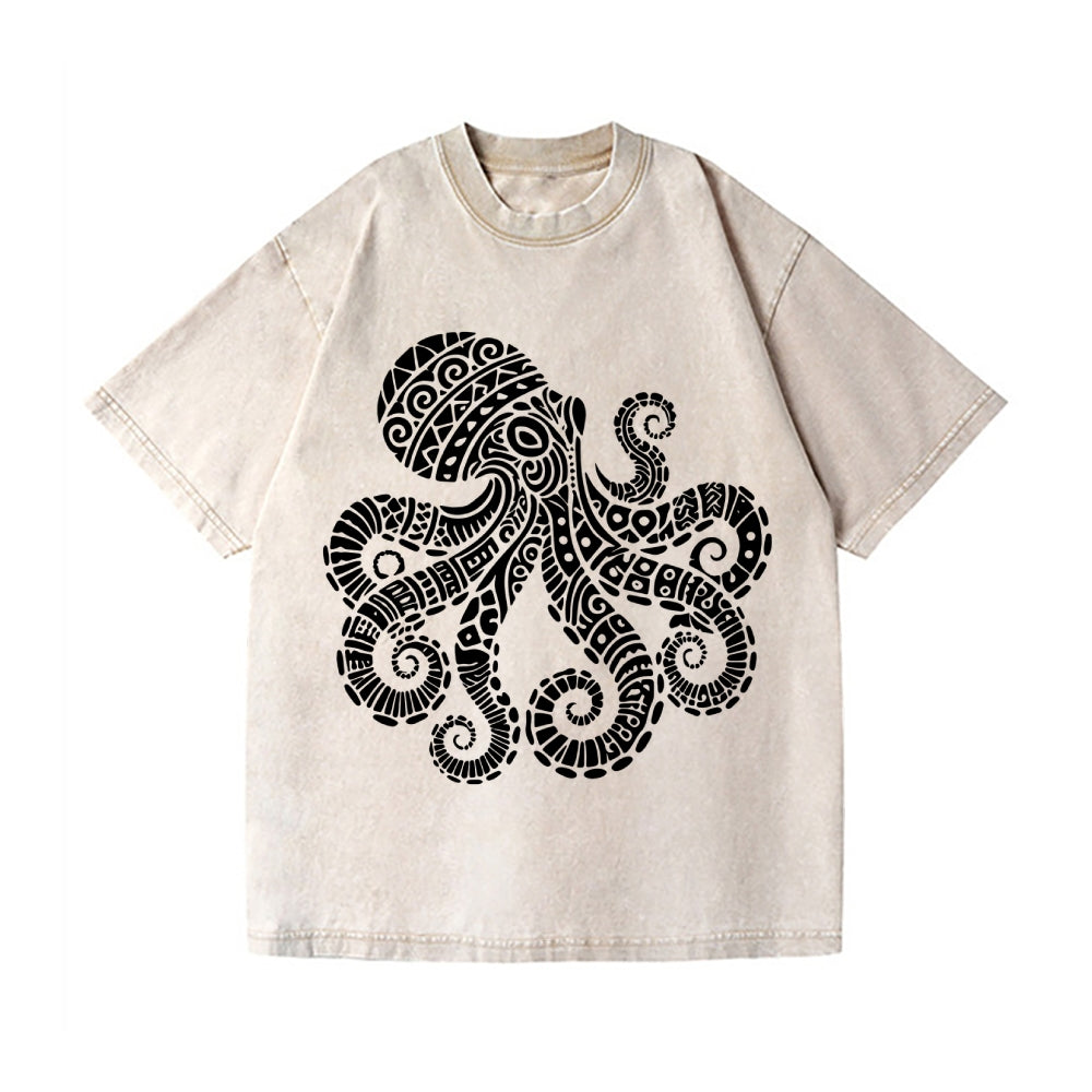 Octopus Vintage Wash Japanese Design T-Shirt