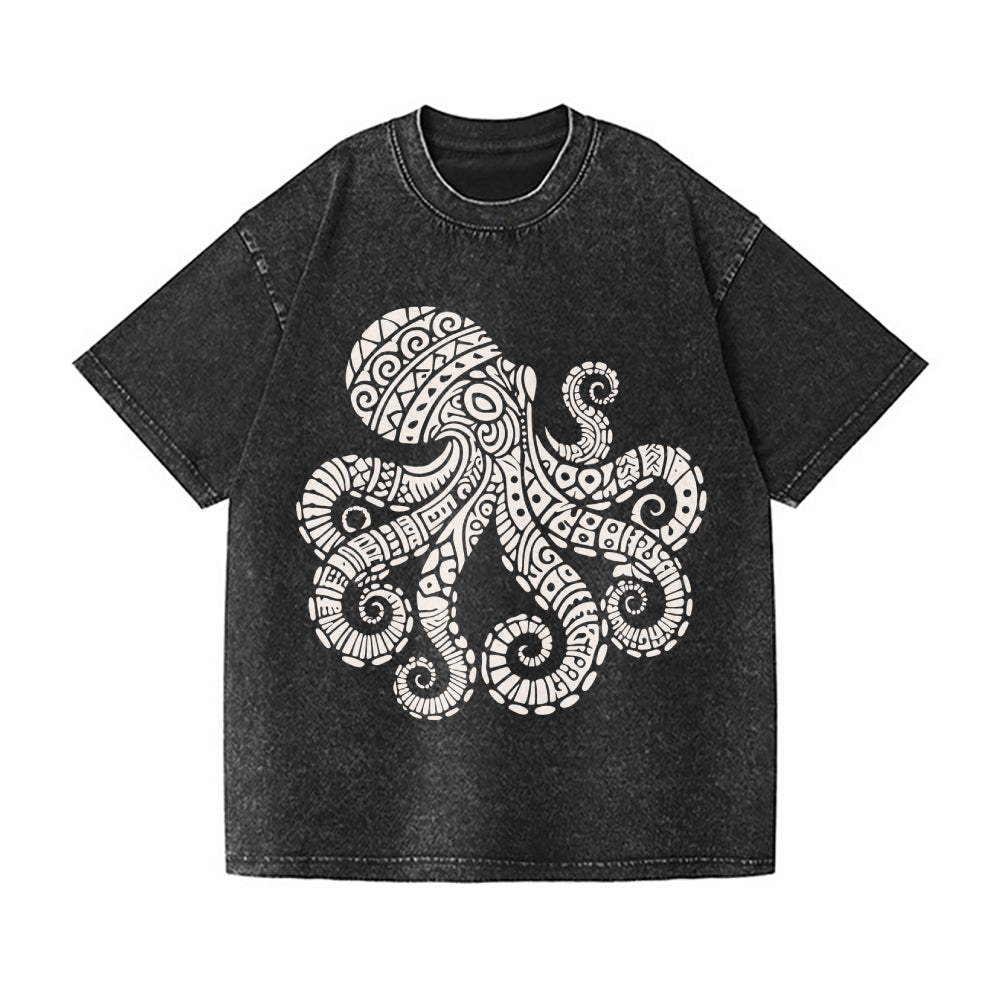 Octopus Vintage Wash Japanese Design T-Shirt