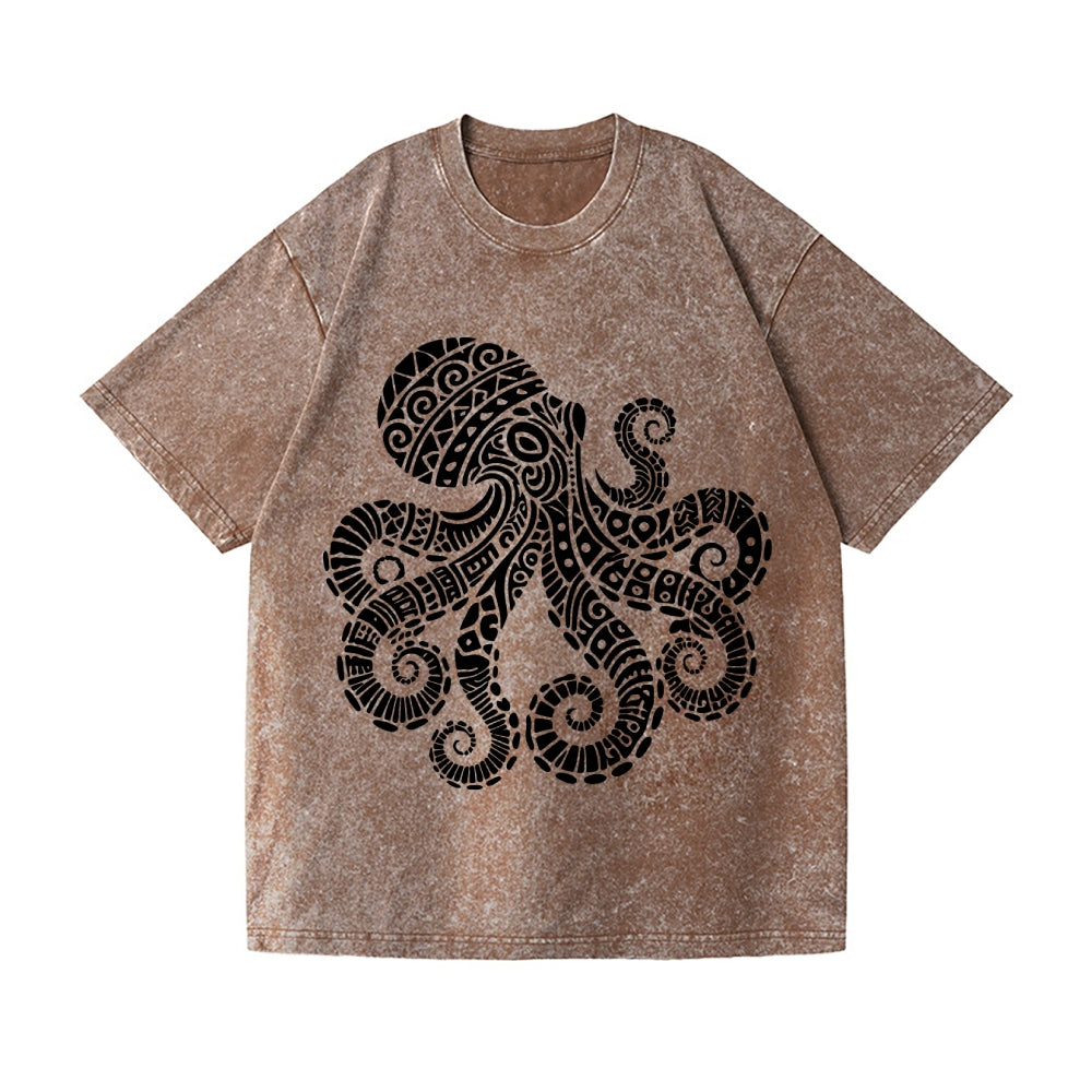 Octopus Vintage Wash Japanese Design T-Shirt