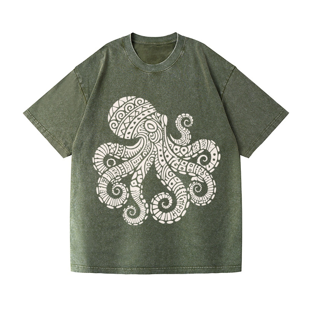 Octopus Vintage Wash Japanese Design T-Shirt