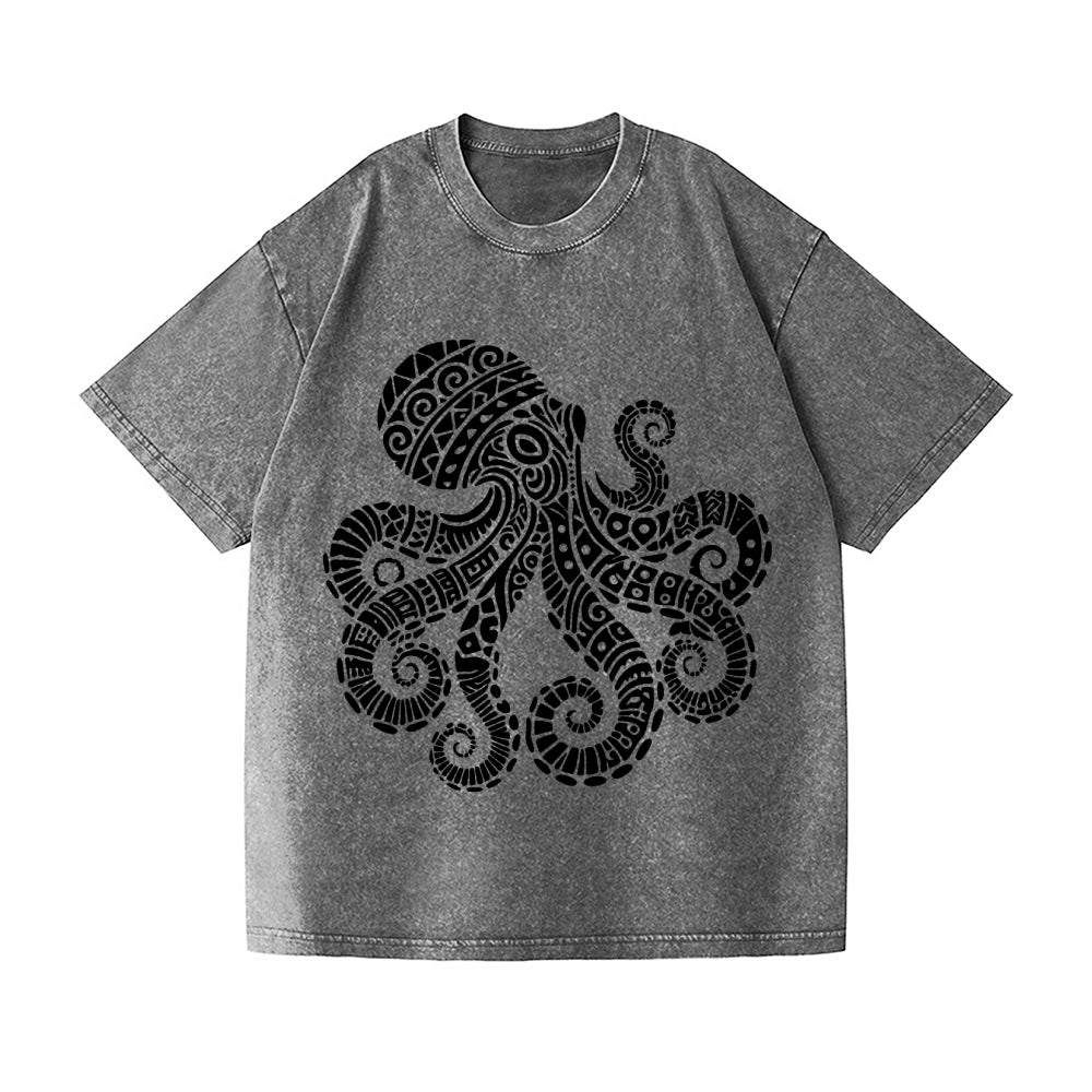 Octopus Vintage Wash Japanese Design T-Shirt