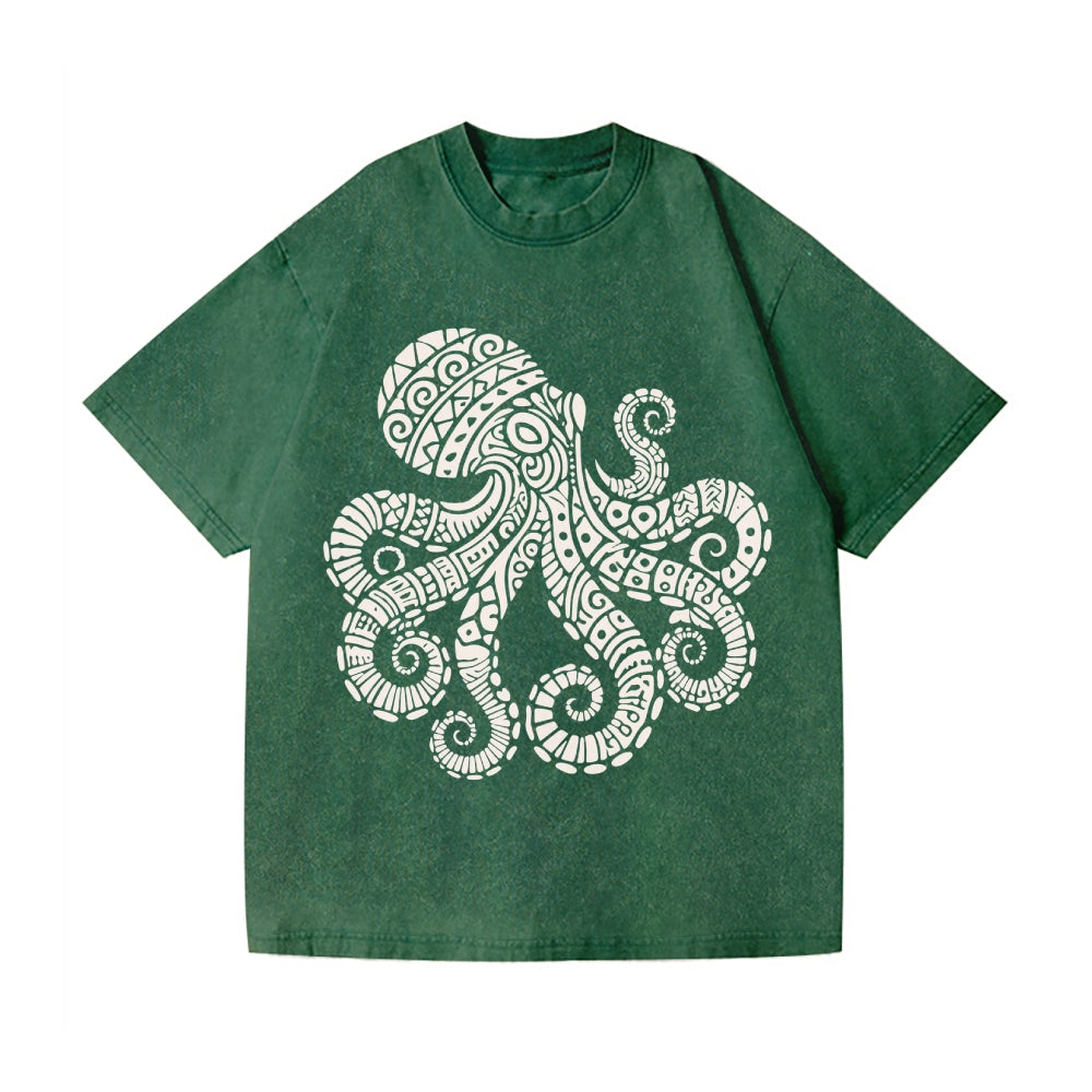 Octopus Vintage Wash Japanese Design T-Shirt