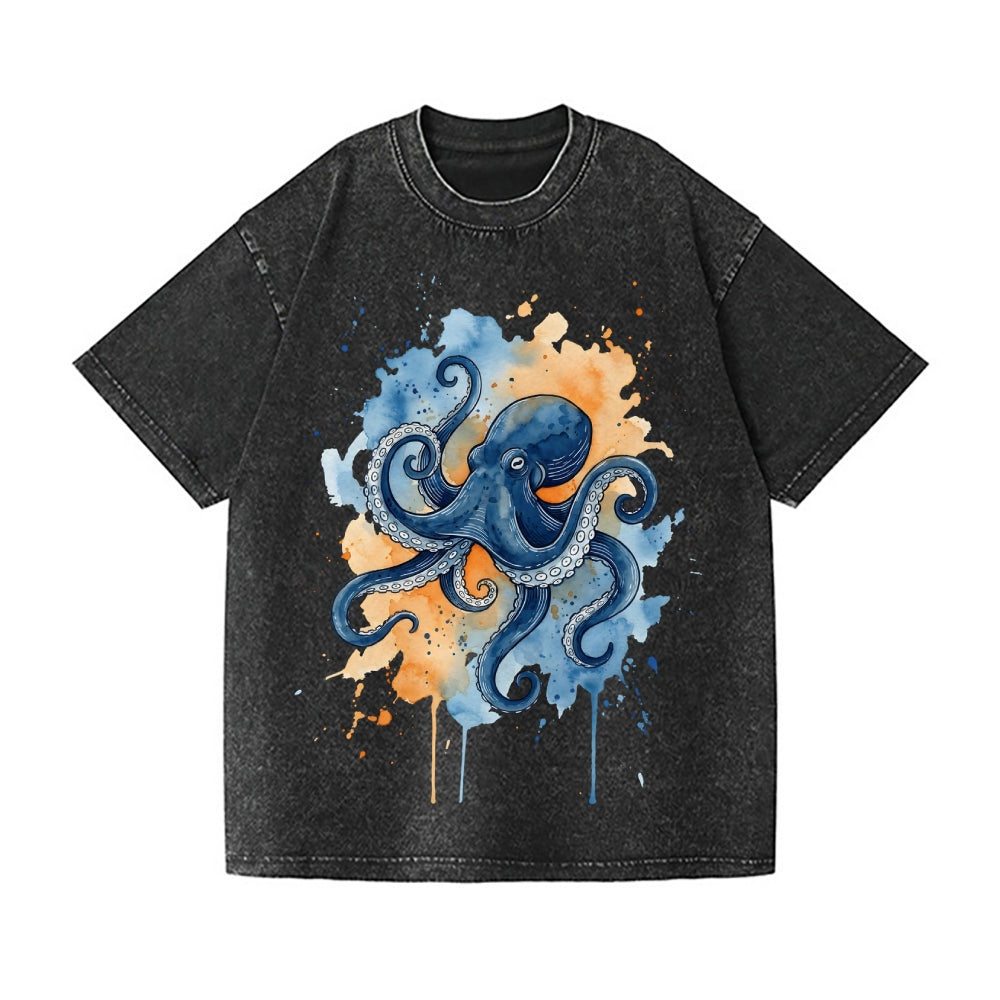 Octopus Vintage Wash Japanese Design T-Shirt