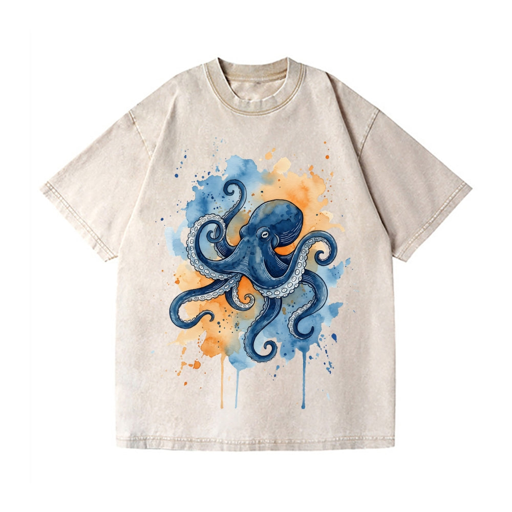 Octopus Vintage Wash Japanese Design T-Shirt