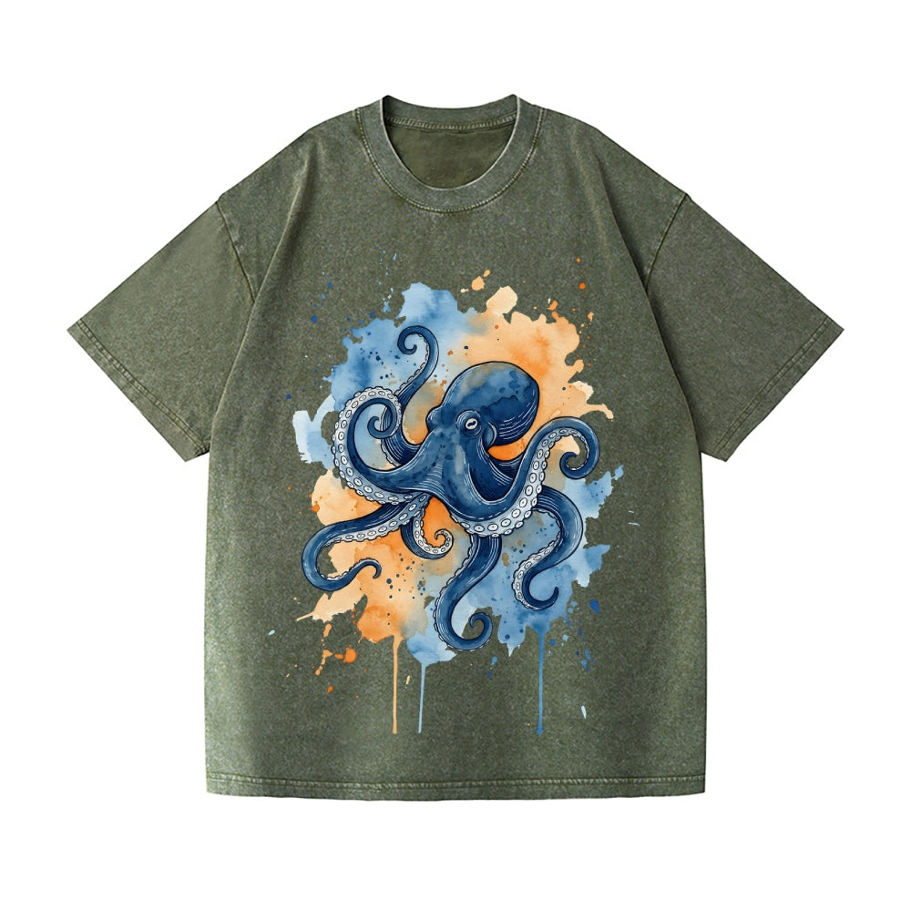 Octopus Vintage Wash Japanese Design T-Shirt