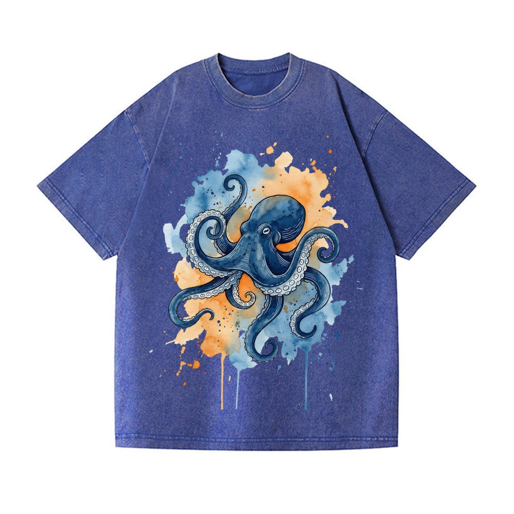 Octopus Vintage Wash Japanese Design T-Shirt