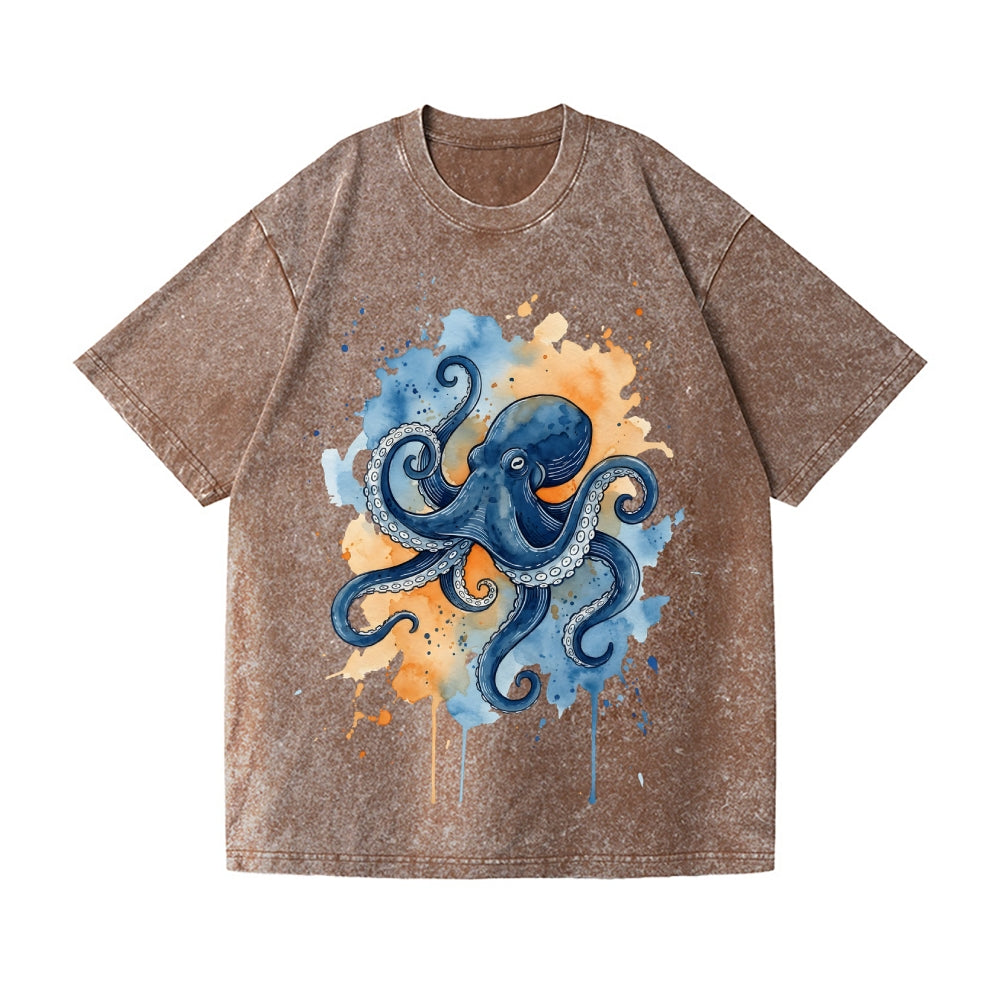 Octopus Vintage Wash Japanese Design T-Shirt