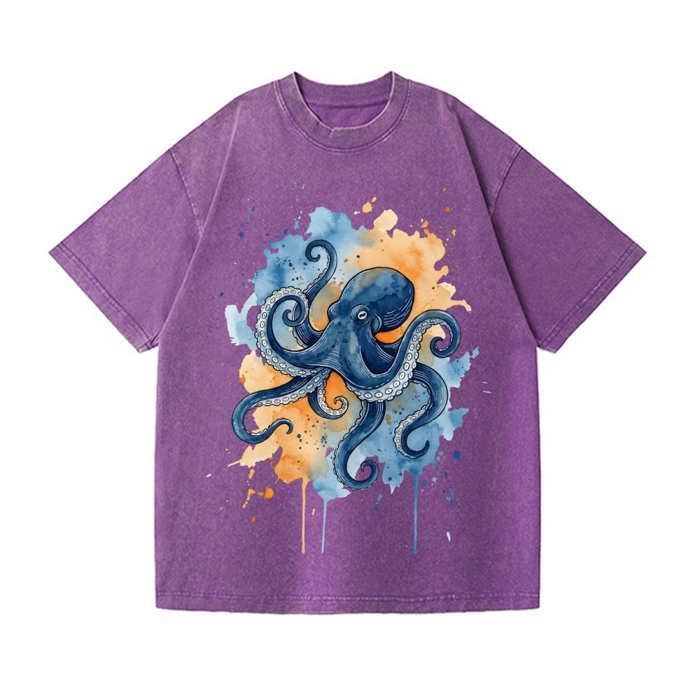 Octopus Vintage Wash Japanese Design T-Shirt