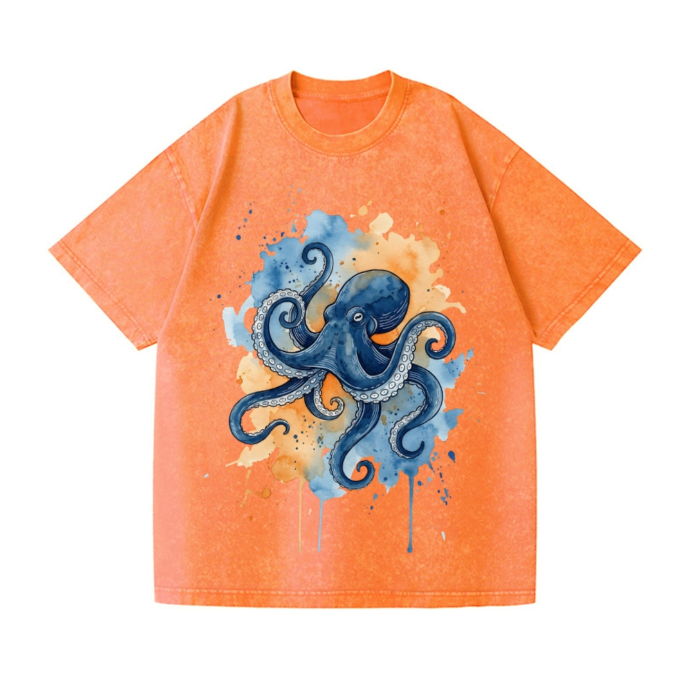 Octopus Vintage Wash Japanese Design T-Shirt