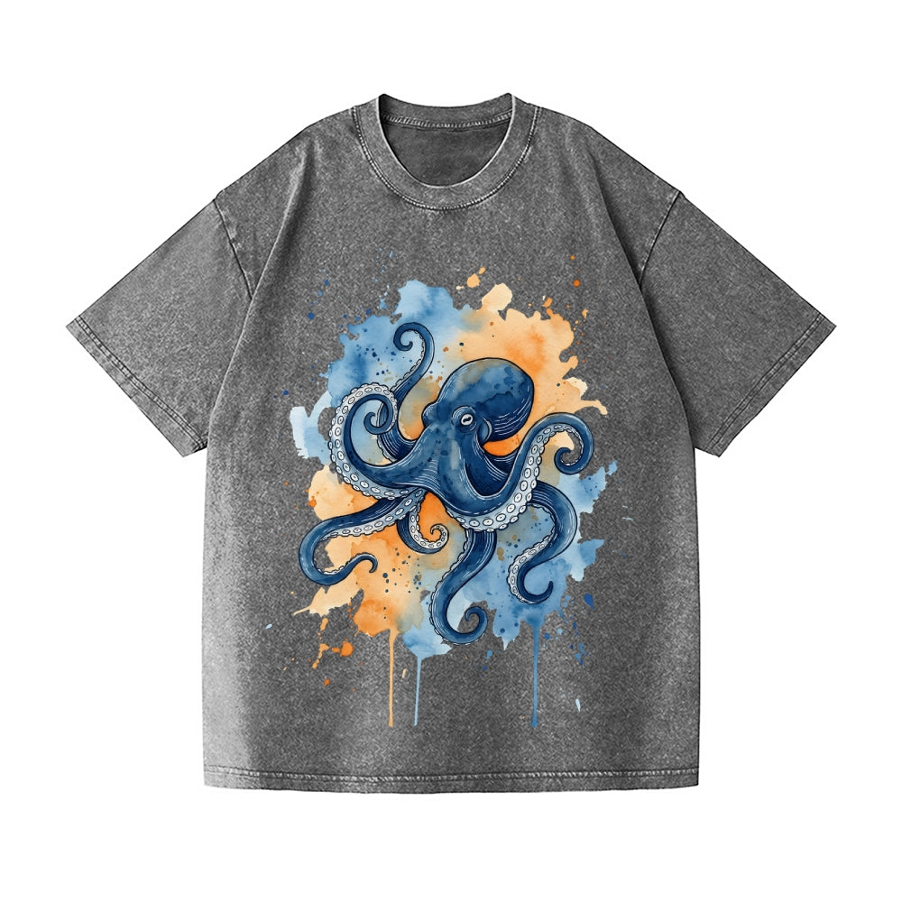 Octopus Vintage Wash Japanese Design T-Shirt