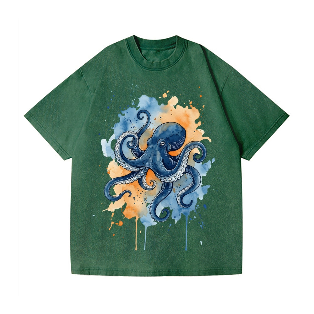 Octopus Vintage Wash Japanese Design T-Shirt