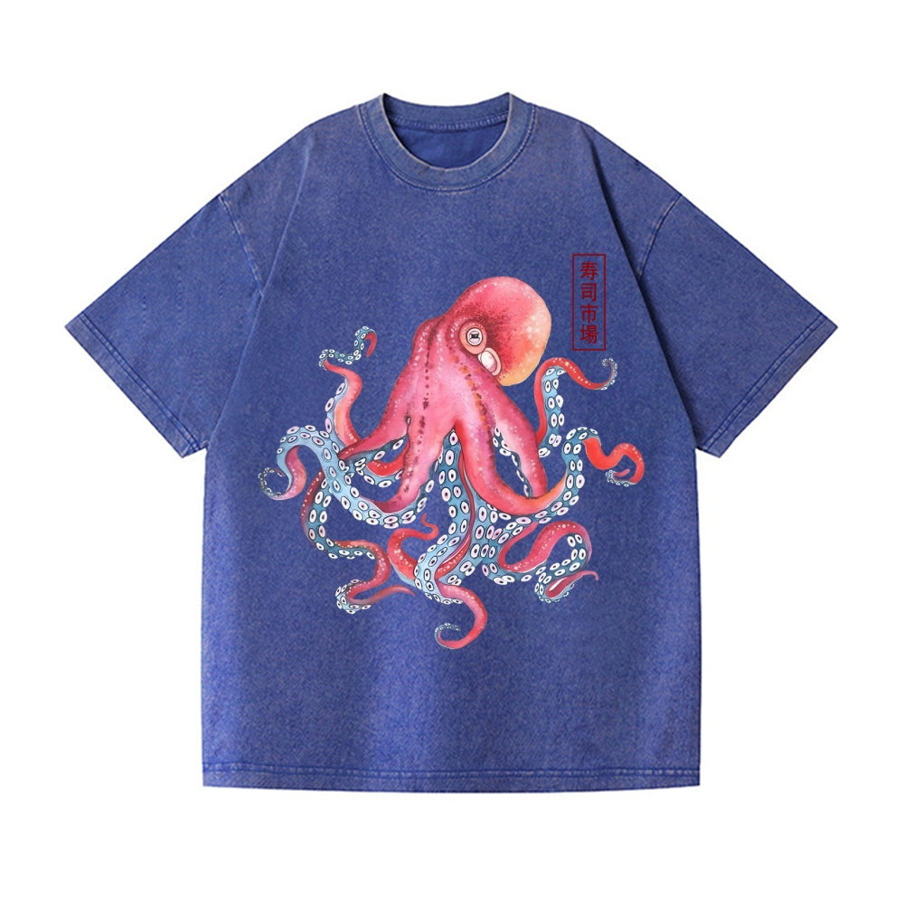 Octopus Vintage Wash Japanese Design T-Shirt
