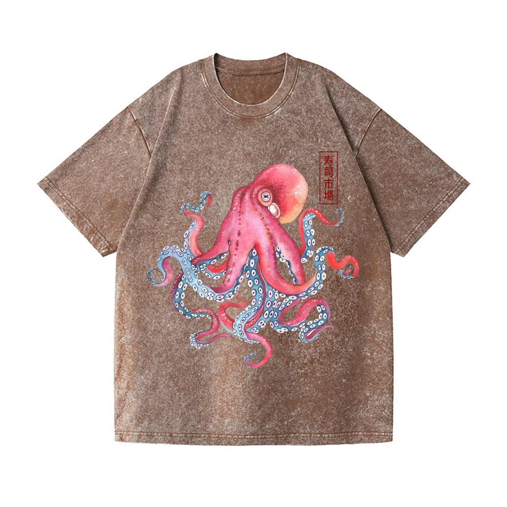 Octopus Vintage Wash Japanese Design T-Shirt