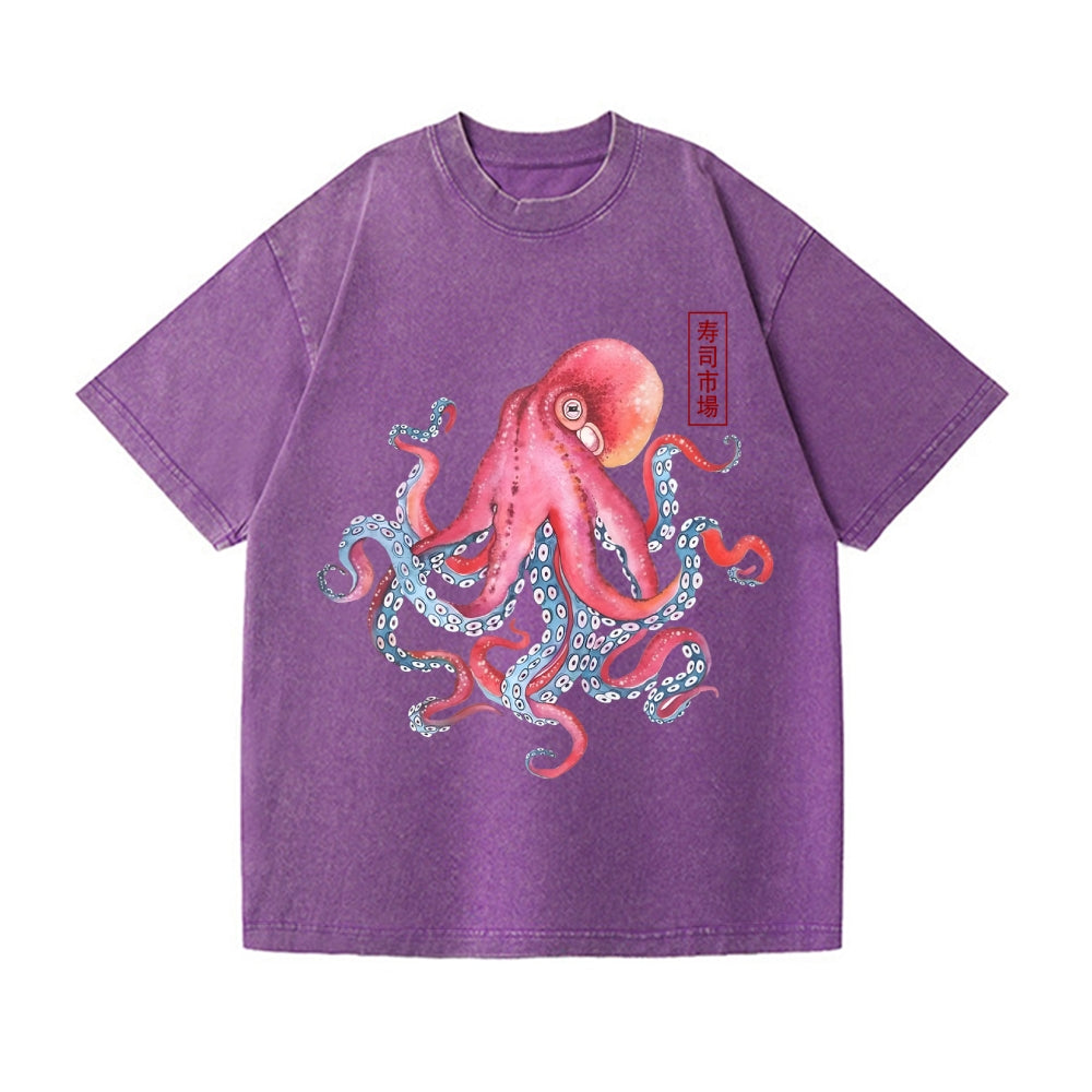 Octopus Vintage Wash Japanese Design T-Shirt
