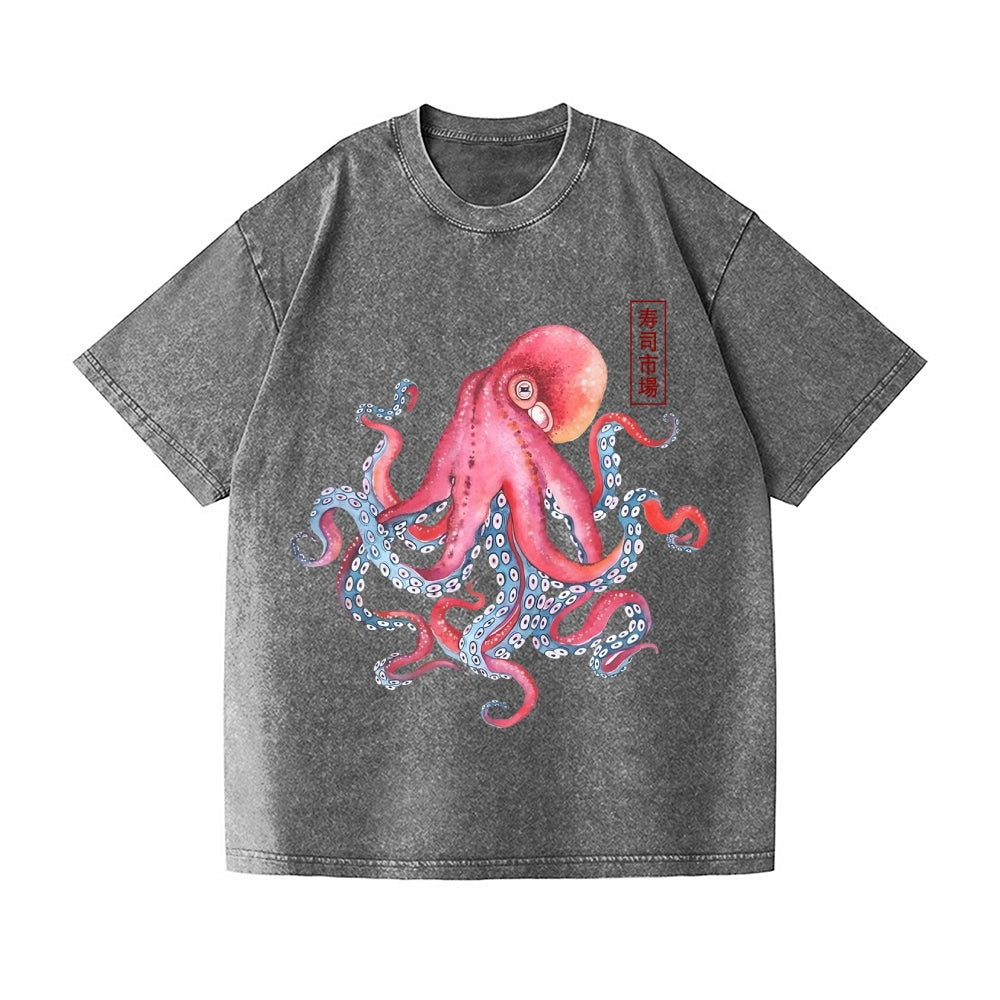 Octopus Vintage Wash Japanese Design T-Shirt