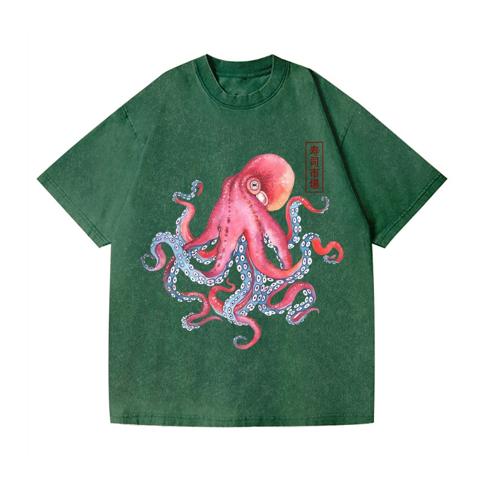 Octopus Vintage Wash Japanese Design T-Shirt