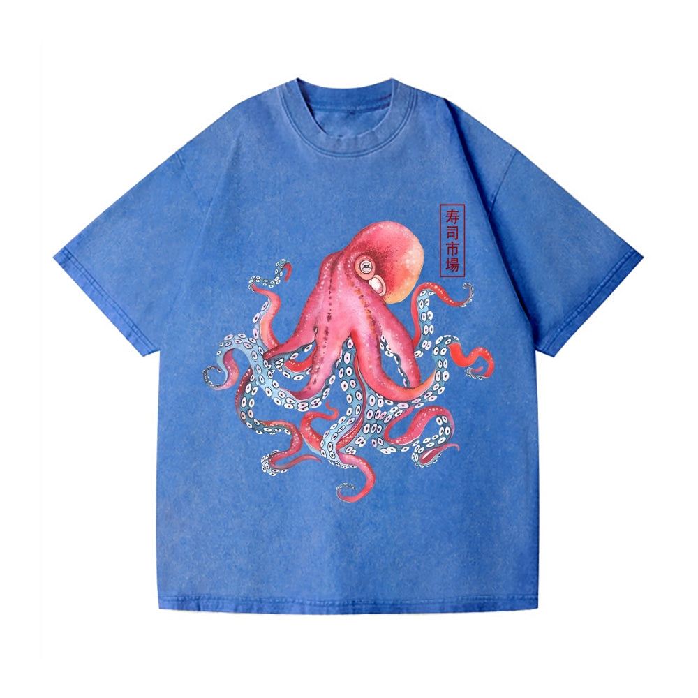 Octopus Vintage Wash Japanese Design T-Shirt