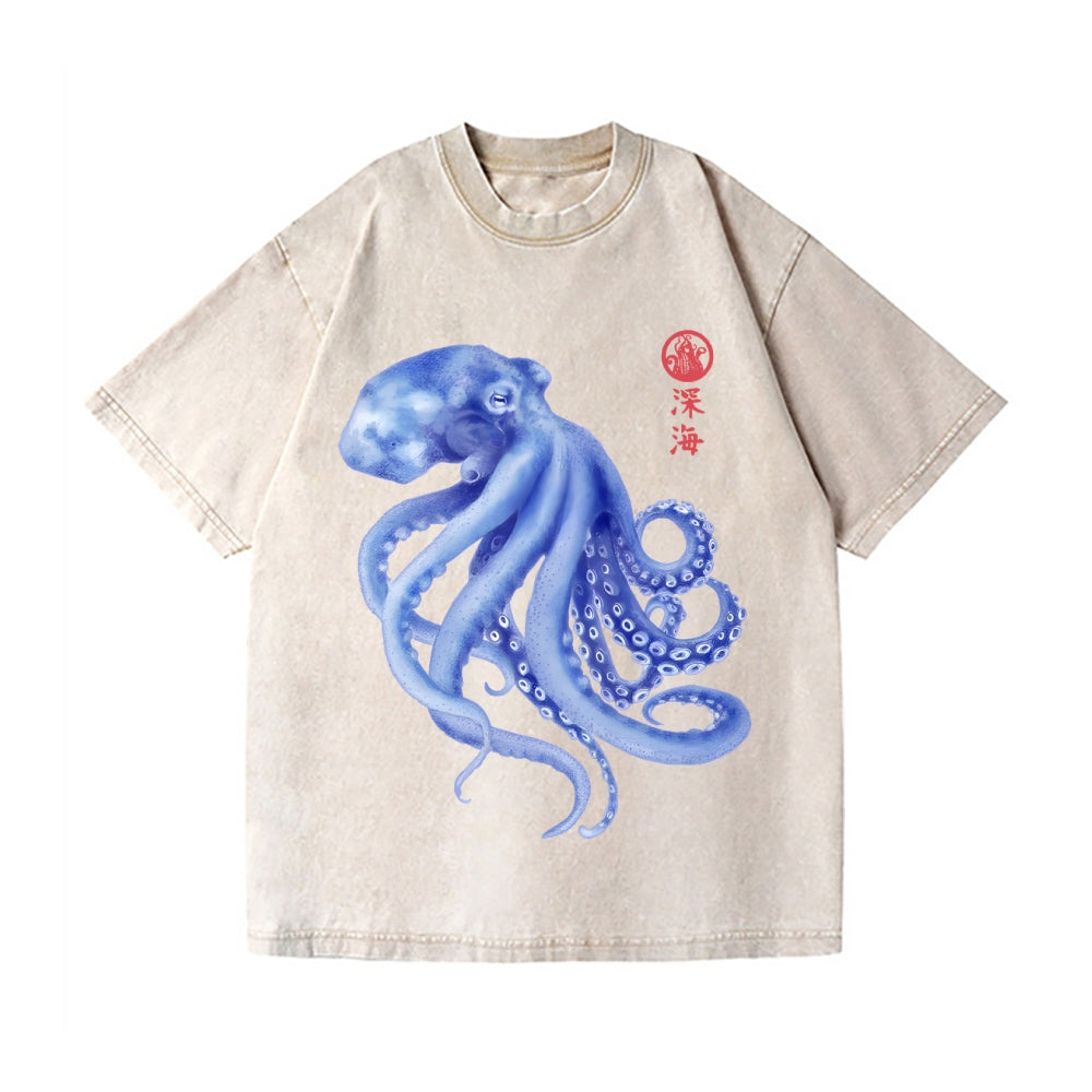 Octopus Vintage Wash Japanese Design T-Shirt