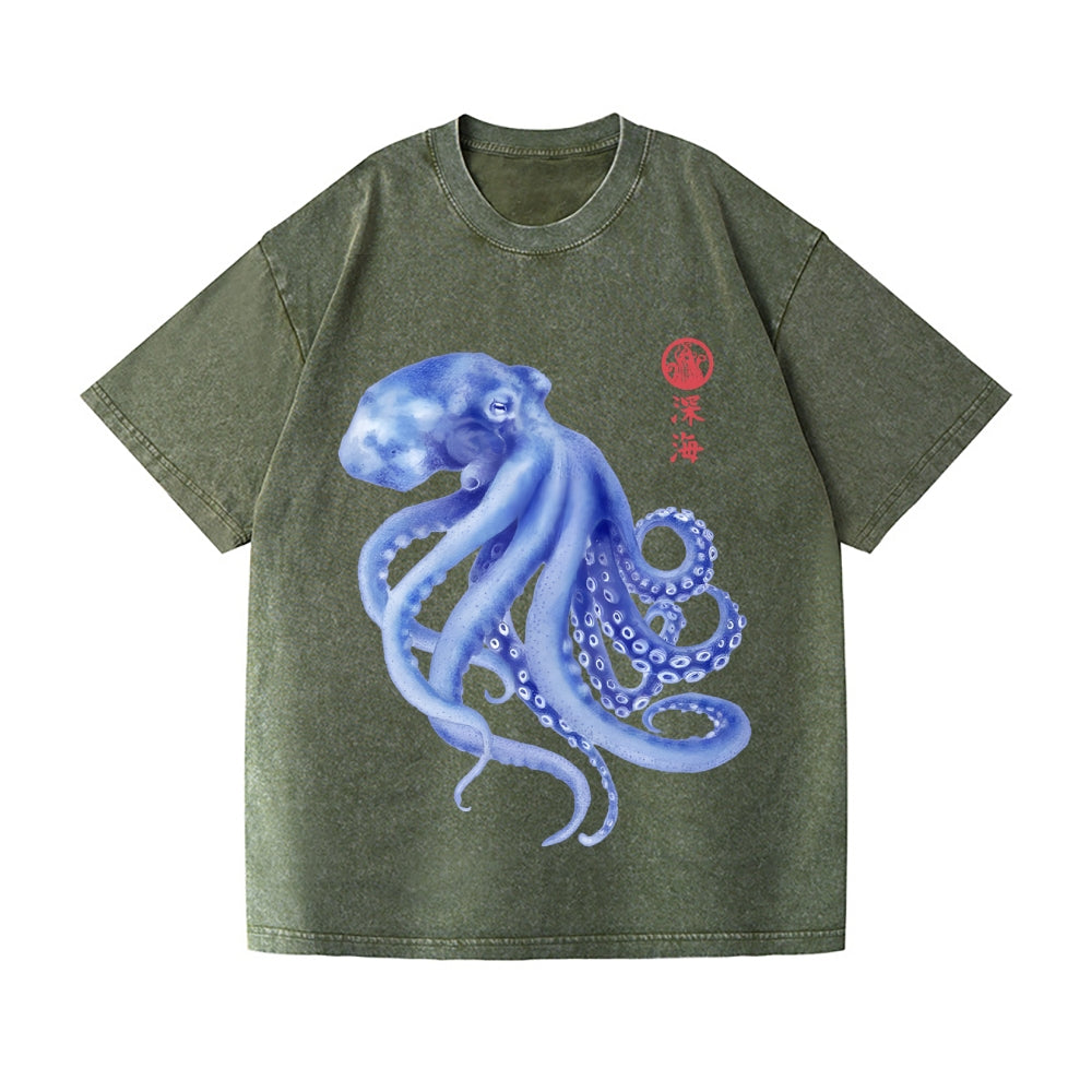 Octopus Vintage Wash Japanese Design T-Shirt
