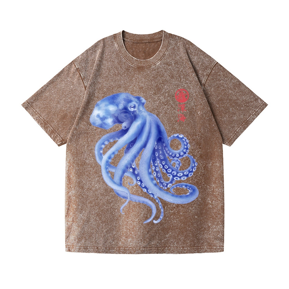 Octopus Vintage Wash Japanese Design T-Shirt