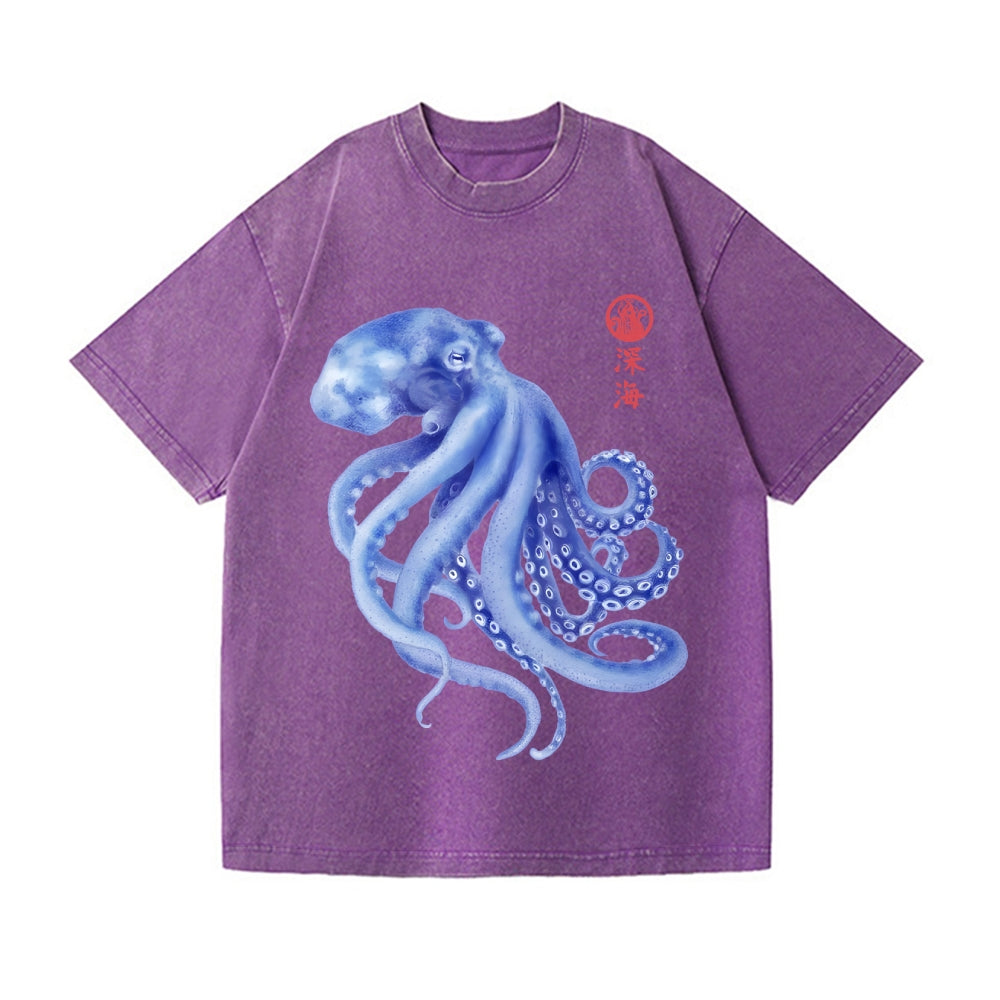 Octopus Vintage Wash Japanese Design T-Shirt