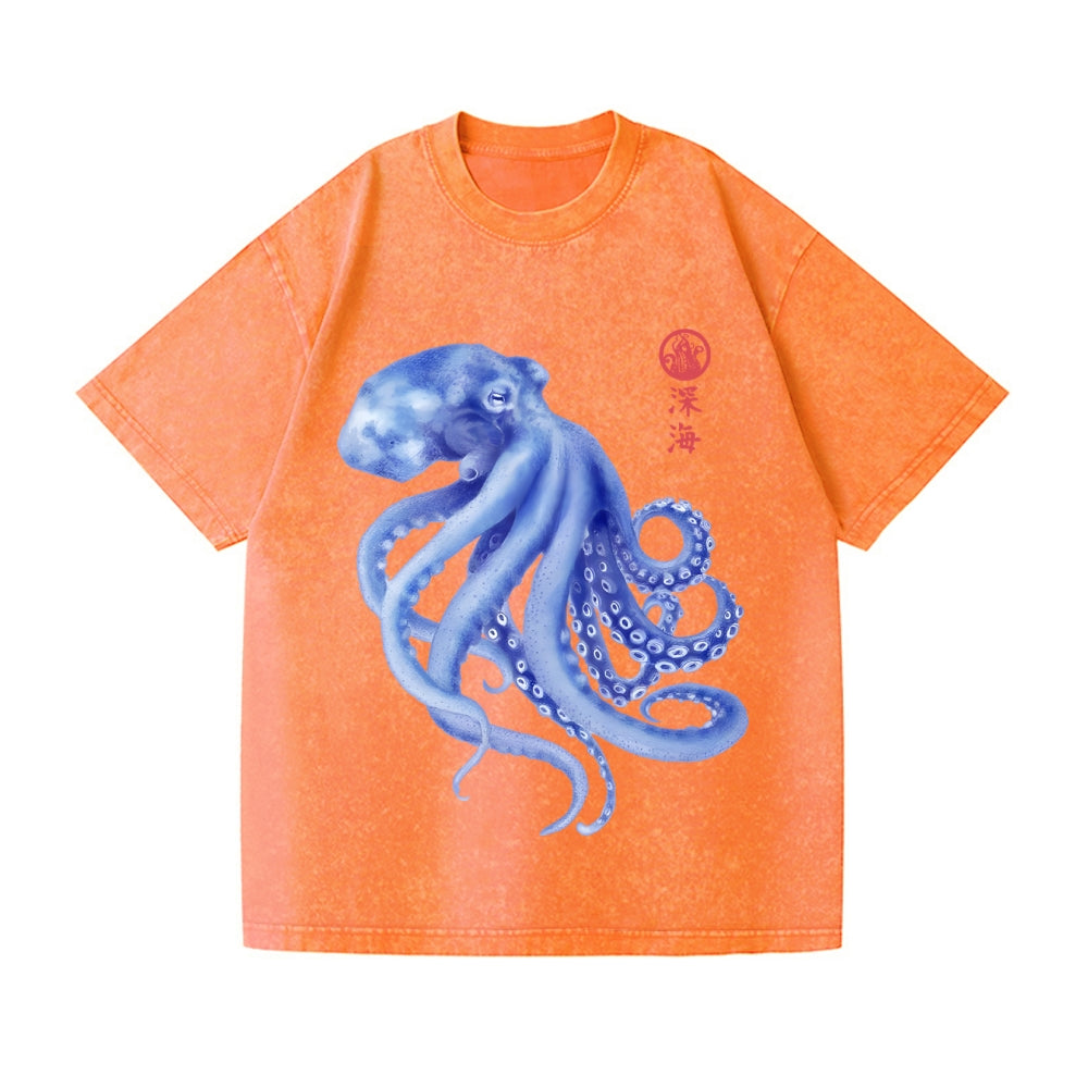 Octopus Vintage Wash Japanese Design T-Shirt