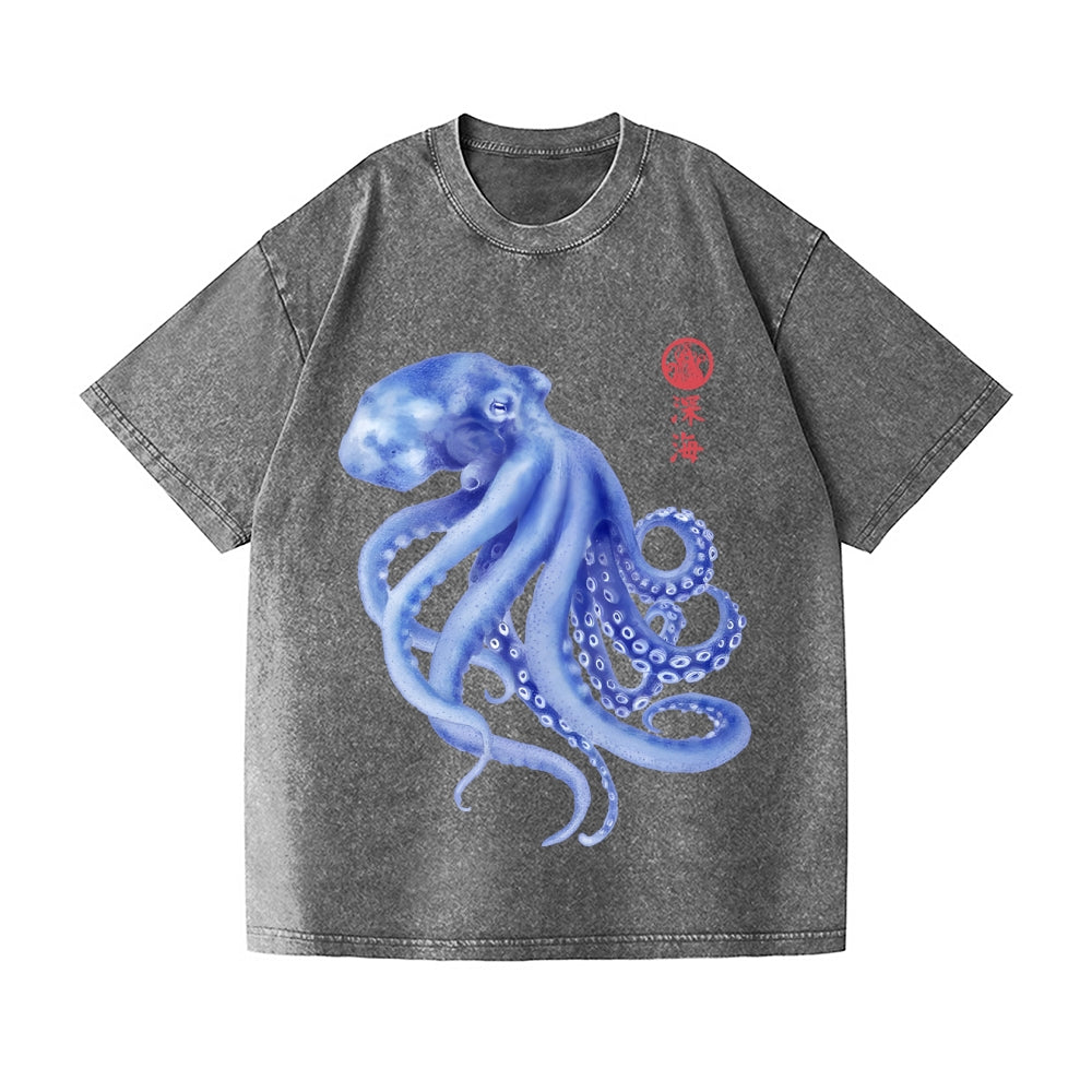 Octopus Vintage Wash Japanese Design T-Shirt