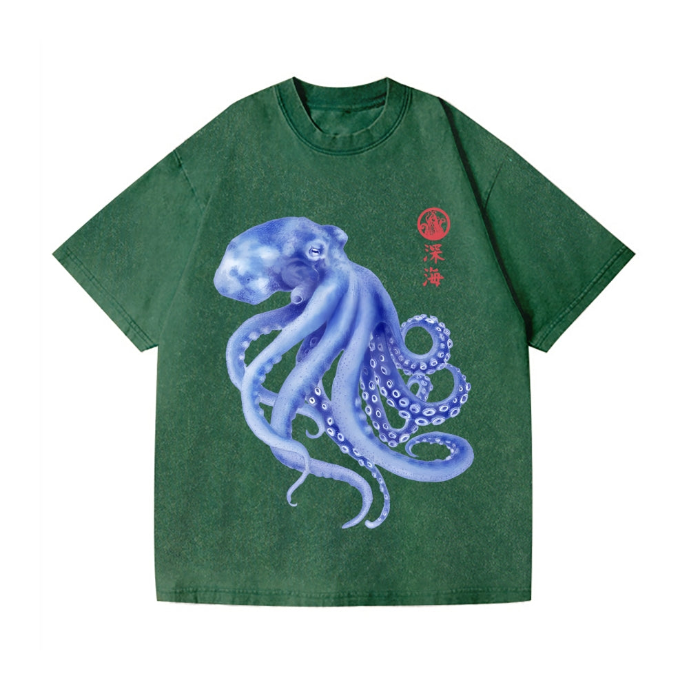Octopus Vintage Wash Japanese Design T-Shirt
