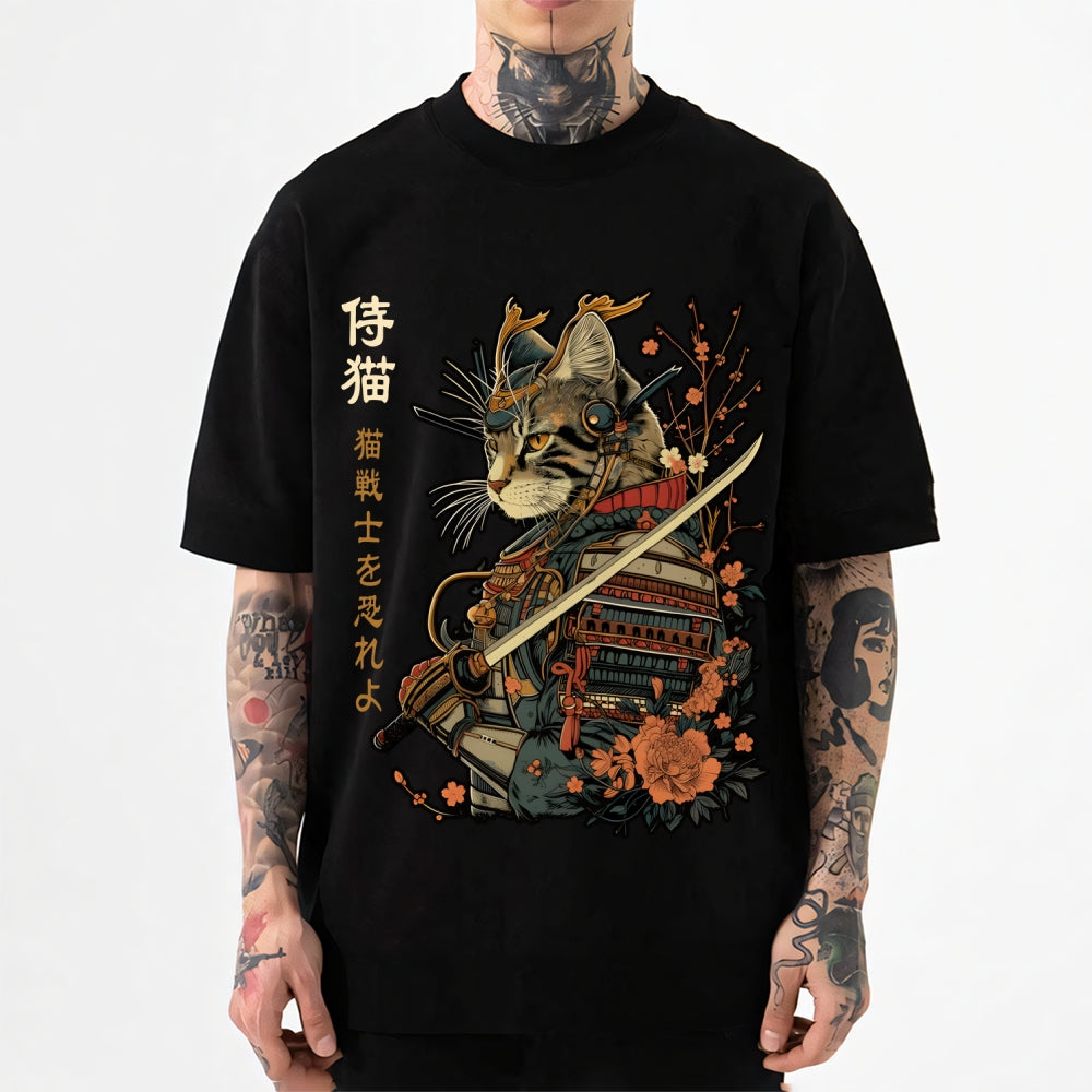 Cat Samurai Japanese Style Classic Tee