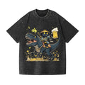 Cat T-rex Vintage Wash Japanese Design T-Shirt