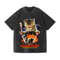 Cat Monster Vintage Wash Japanese Design T-Shirt