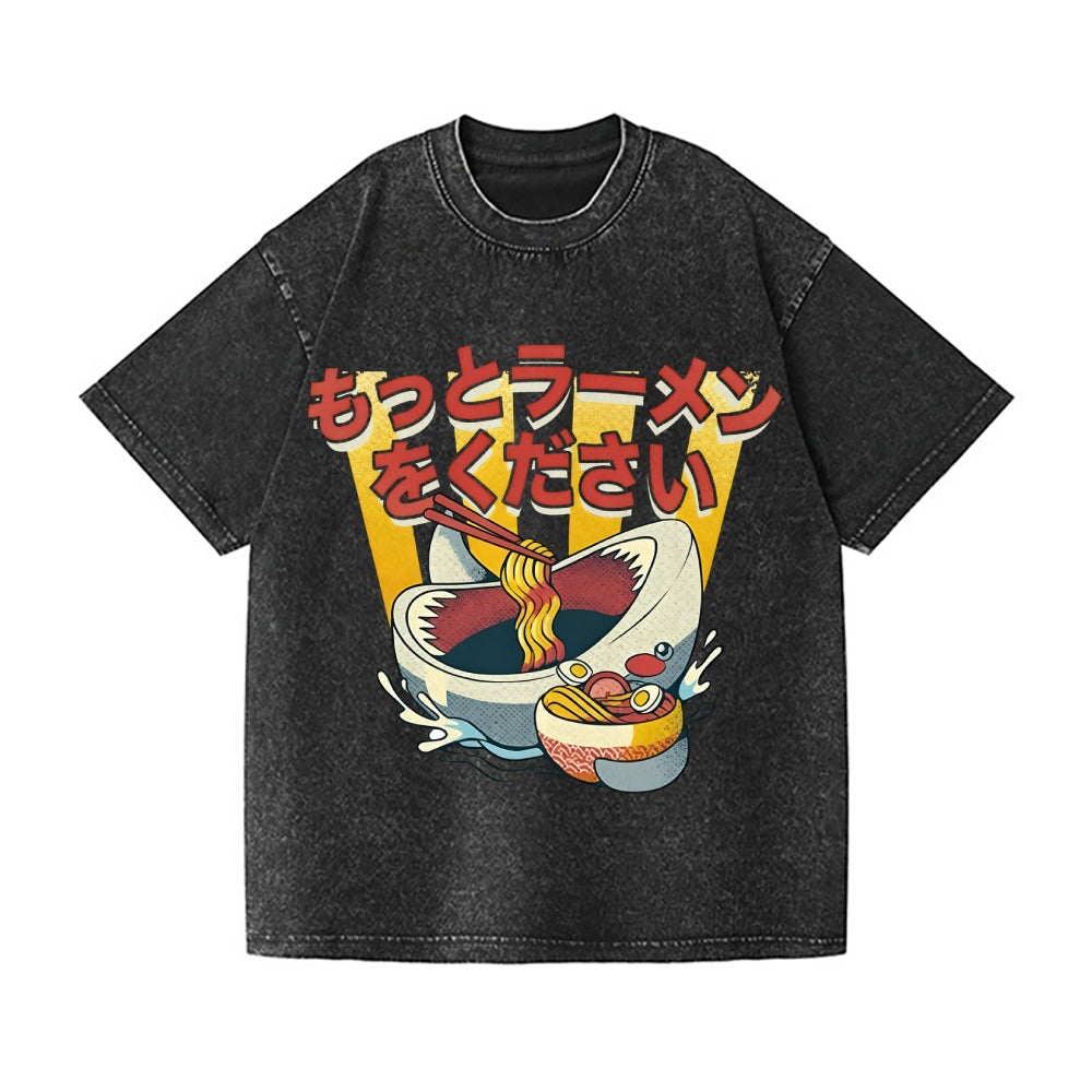 Shark Ramen Vintage Wash Japanese Design T-Shirt