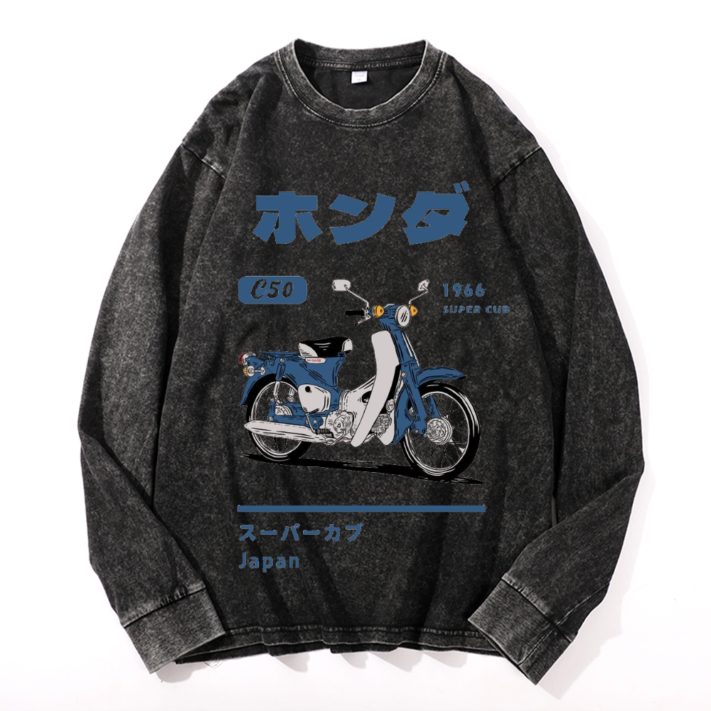 Vintage Cotton Wash Crewneck Long-Sleeve T-Shirt