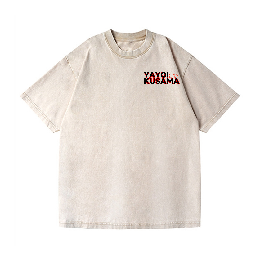 Yayoi Kusama Mushroom Vintage Wash Japanese Design Back Art T-Shirt