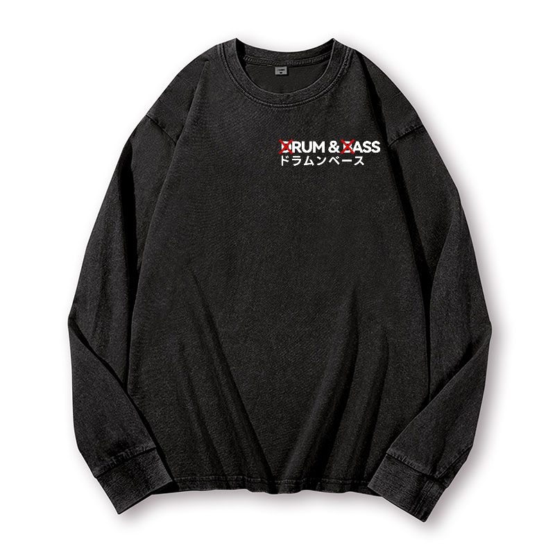 Drum and Bass Vintage Washed Cotton Back Art Long-sleeve T-shirt