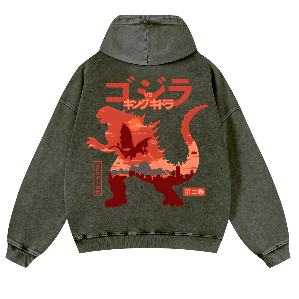 Kaiju Vintage Washed Cotton Back Art Hoodie