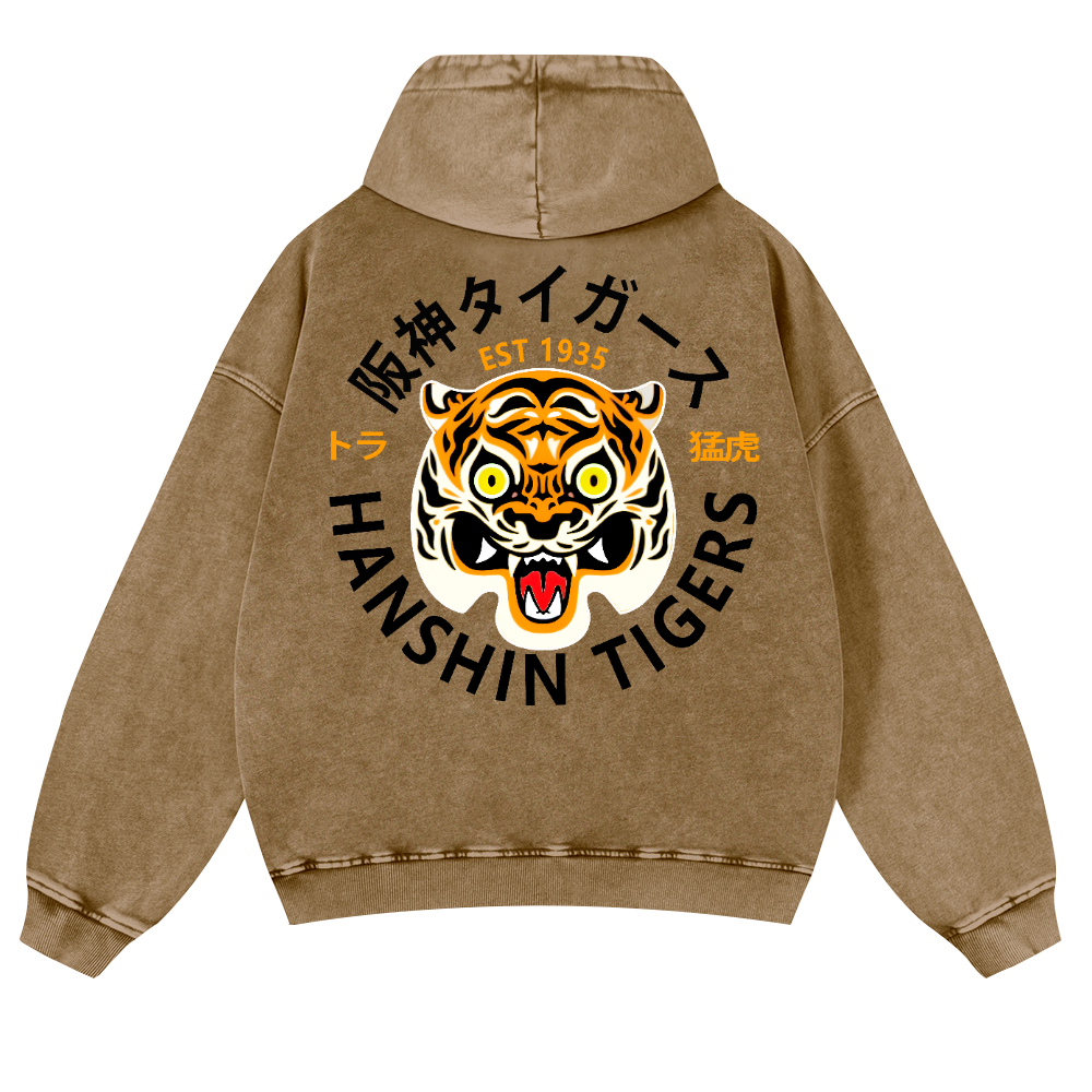 Hanshin Tigers Vintage Washed Cotton Back Art Hoodie