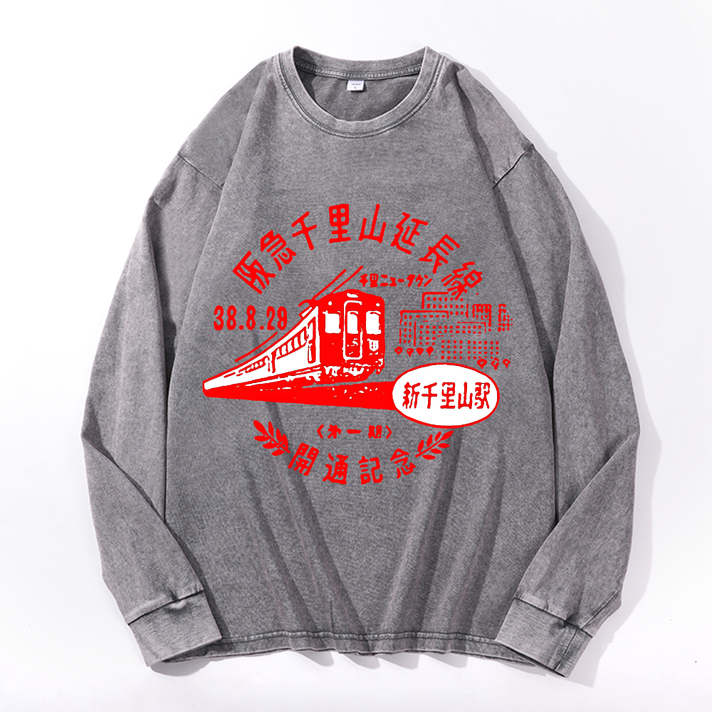 Vintage Cotton Wash Crewneck Long-Sleeve T-Shirt